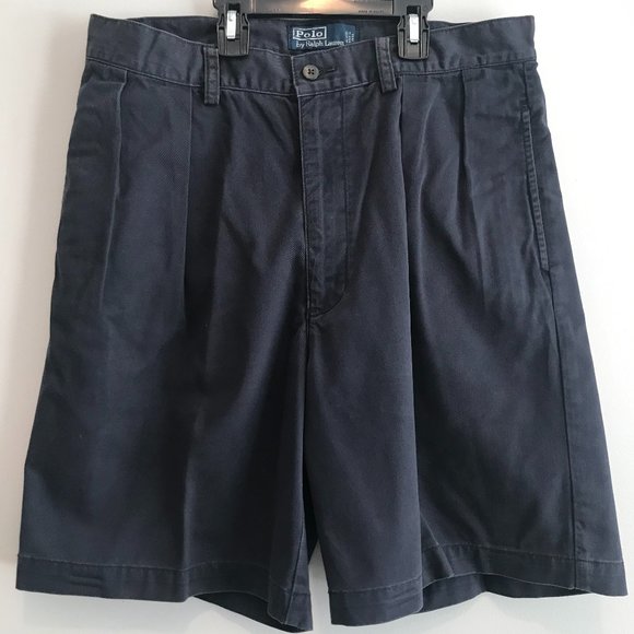 Polo by Ralph Lauren pleated chino Tyler Short blue 33" waist  9" inseam - Picture 1 of 3